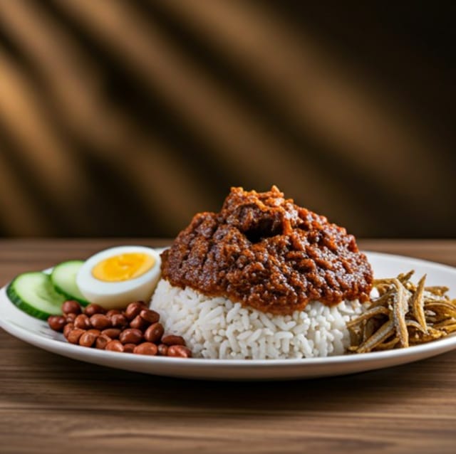 Lemak Rice with Rendang Beef.