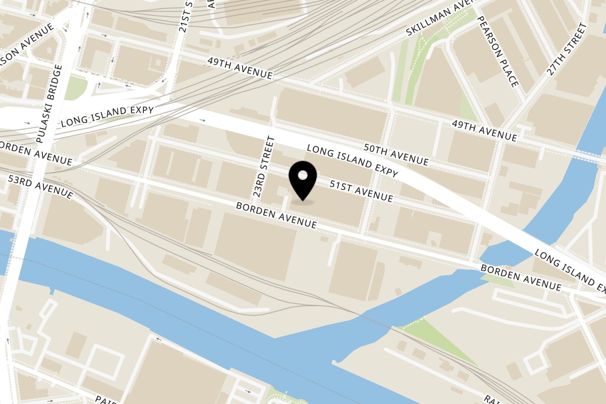 Map showing the location of Lemak Kitchen on 23-23 Borden Ave in Queens